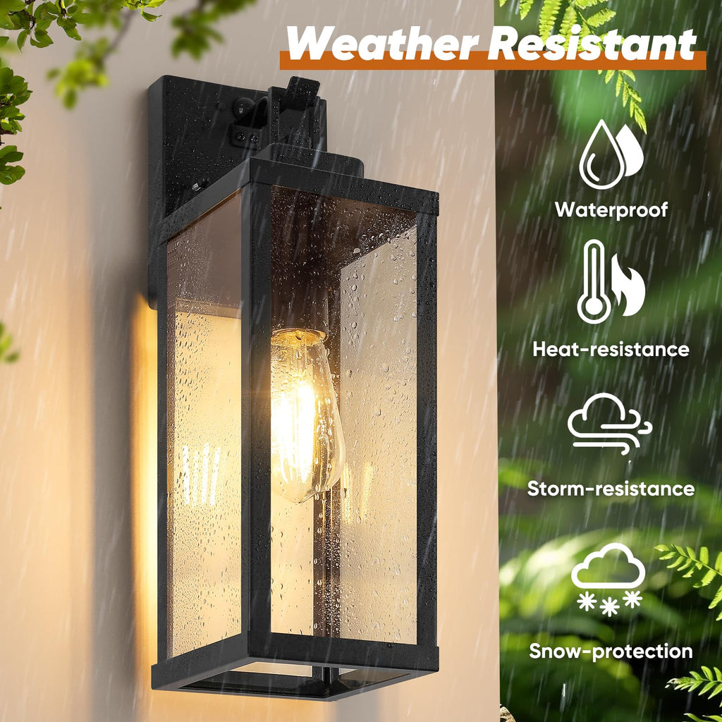2-Pack 16" Upgraded Motion Sensor Outdoor Wall Lights, Black