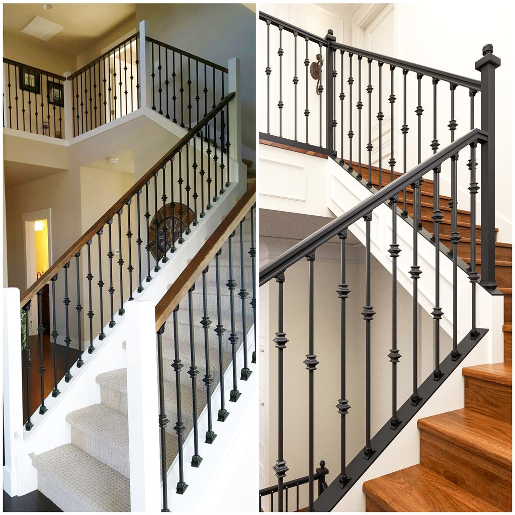 Staircase Balusters, 12-Pack Hollow Stair Spindles 40" Single Knuckle with Double Knuckle 1/2" Iron Balusters for