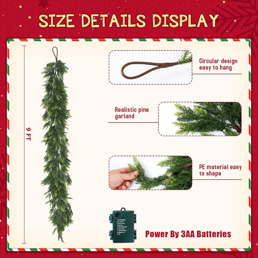 Real Touch Cedar Garland with Lights