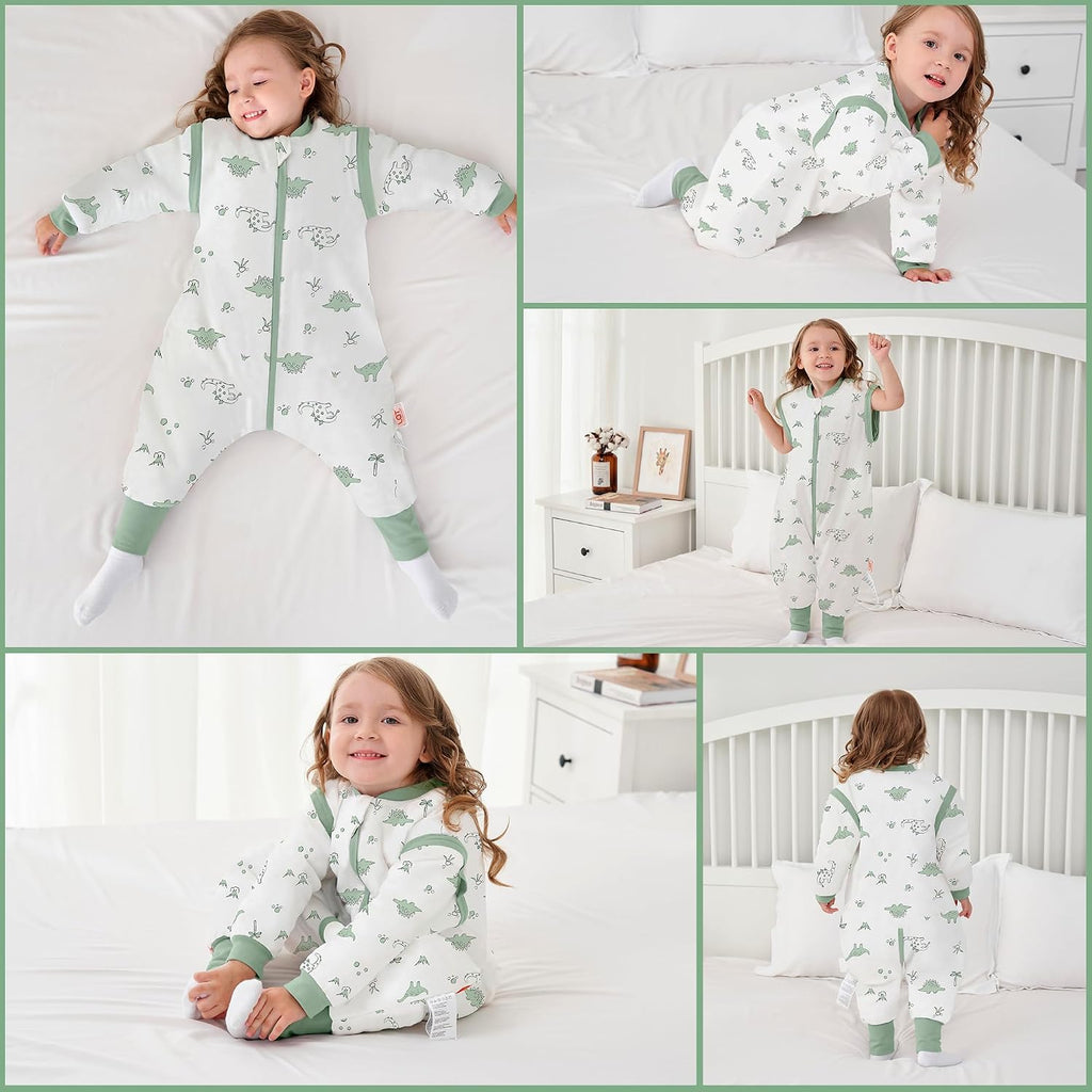 LAT Winter Baby Sleep Bag with Feet, way zip Wearable Blanket with Removable Sleeves,Warm Sack for Toddler 2.5 TOG