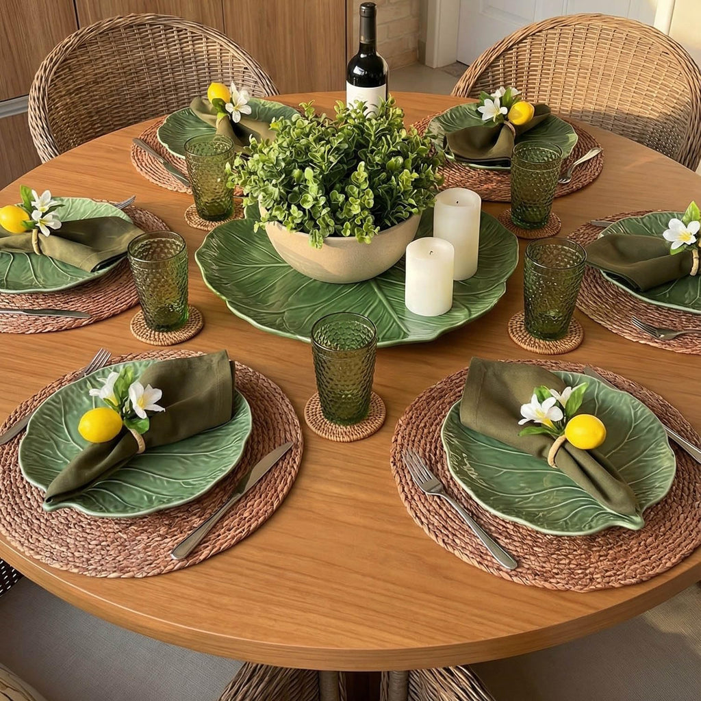 13.8" Set of 10 Brown Round Seagrass Placemats