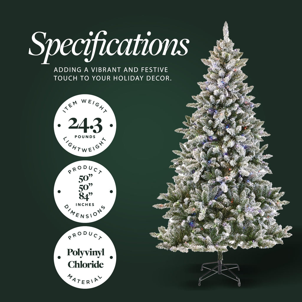 Cypress - Pre-Lit Flocked Christmas Tree - 7 ft Warm White/Multi LED