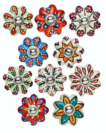 Ceramic Cabinet Colorful Knobs, Cabinet, Drawer, Wardrobe Set of 10 (Multi)