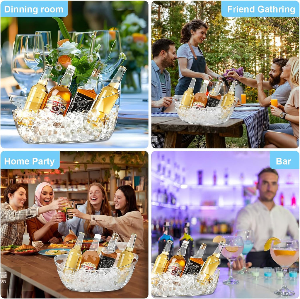 Clear Acrylic Ice Buckets, 5.5L Mimosa Bar Beverage Tubs with Scoops - Set of 4