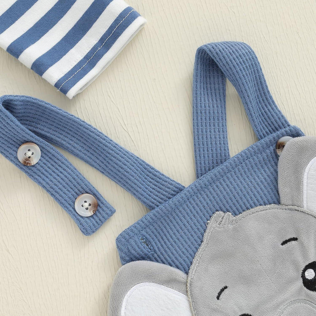 Baby Boy Long Sleeve Bodysuit Overalls Outfit Infant Clothes Set