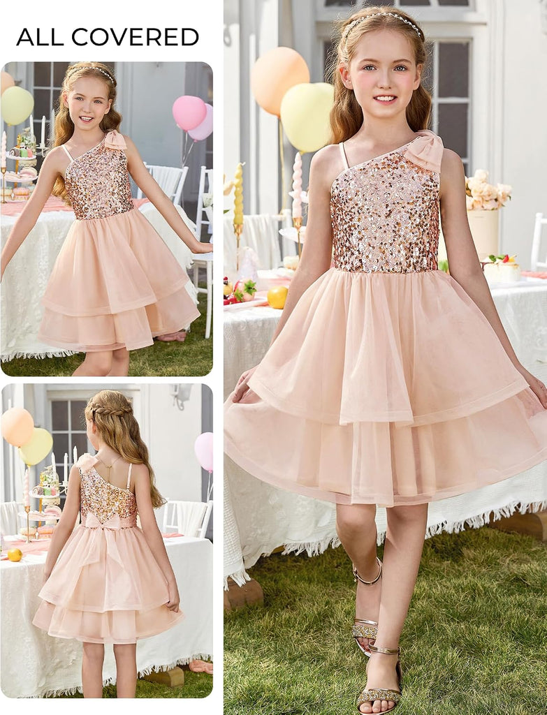 Girls Party Sequin Formal Dress Birthday Dance Graduation Sparkly Pageant Dresses Wedding Flower Girl Dress