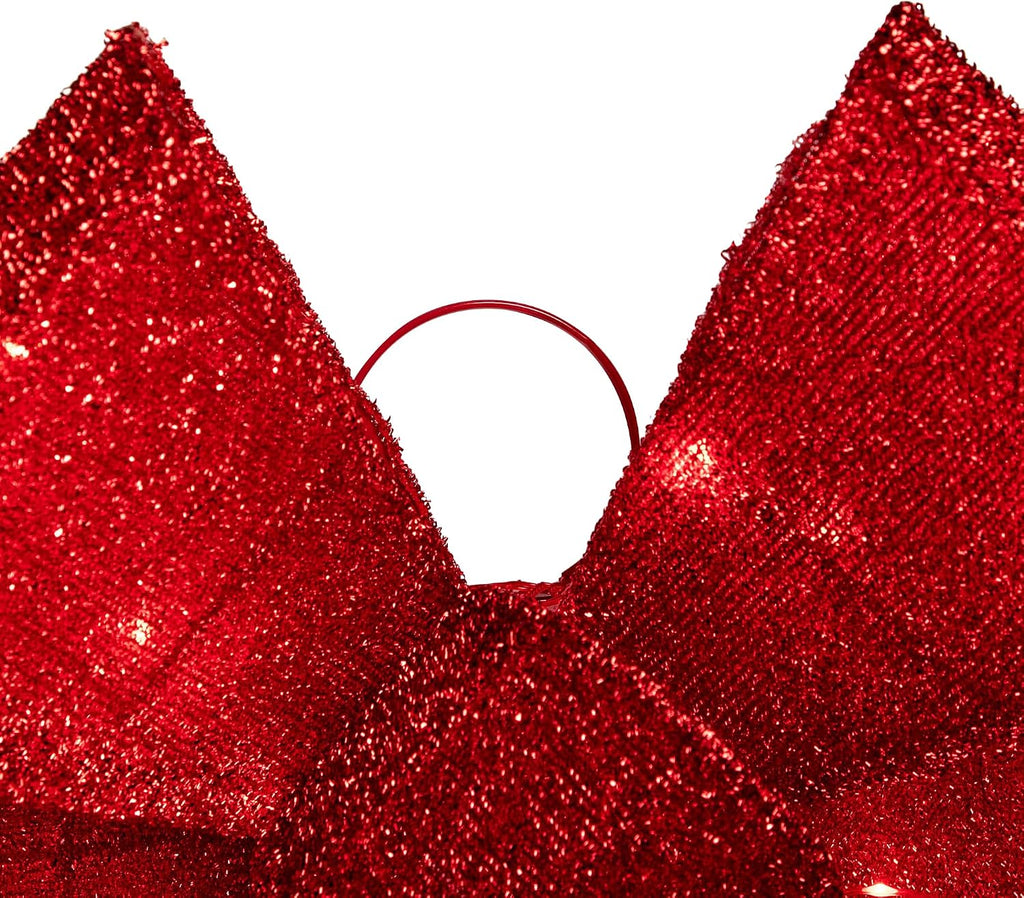 LED Lighted Christmas Doorway Arch Decoration with Bow, 8', Red