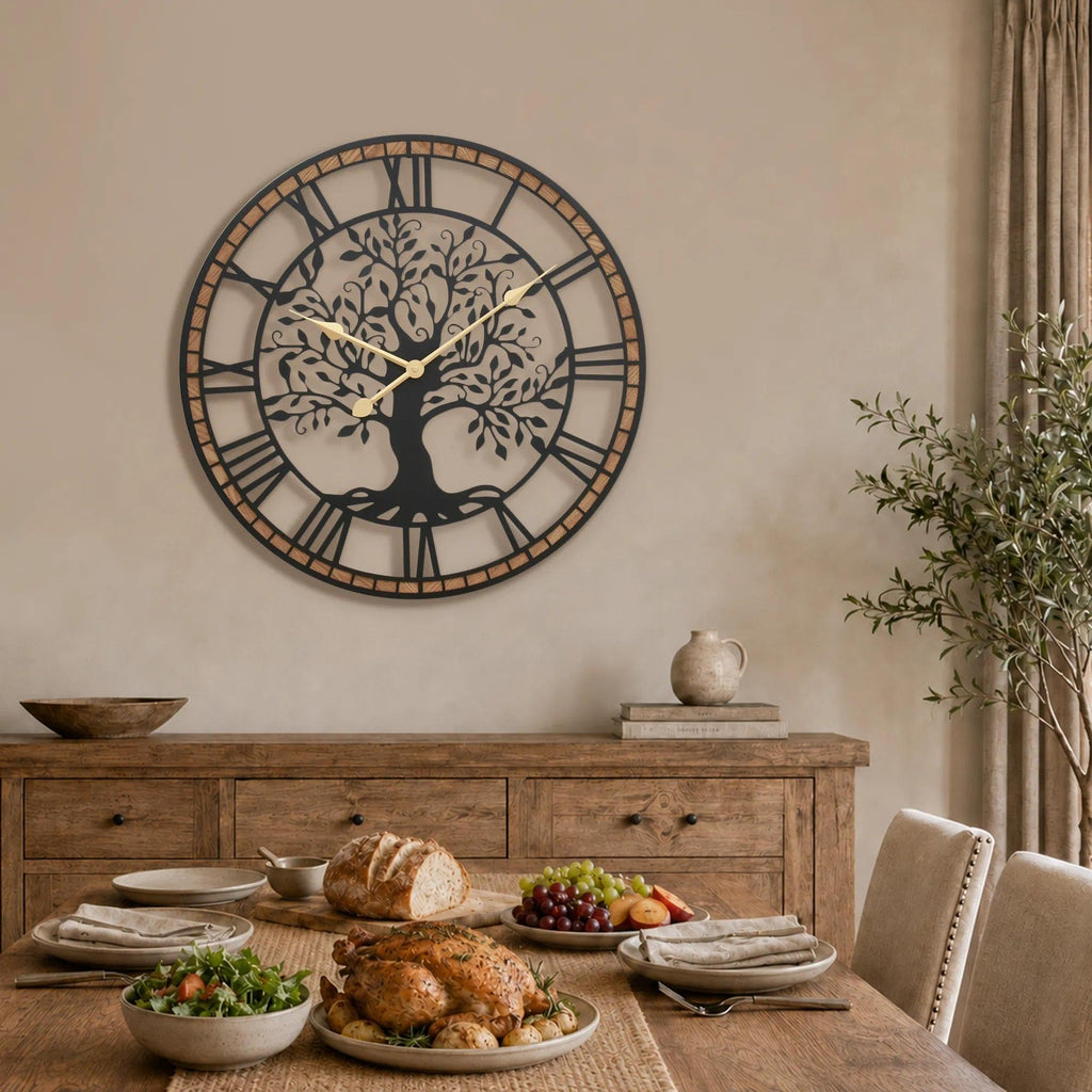 Large Wall Clock Decorative: 30 Inch Tree of Life Battery Operated