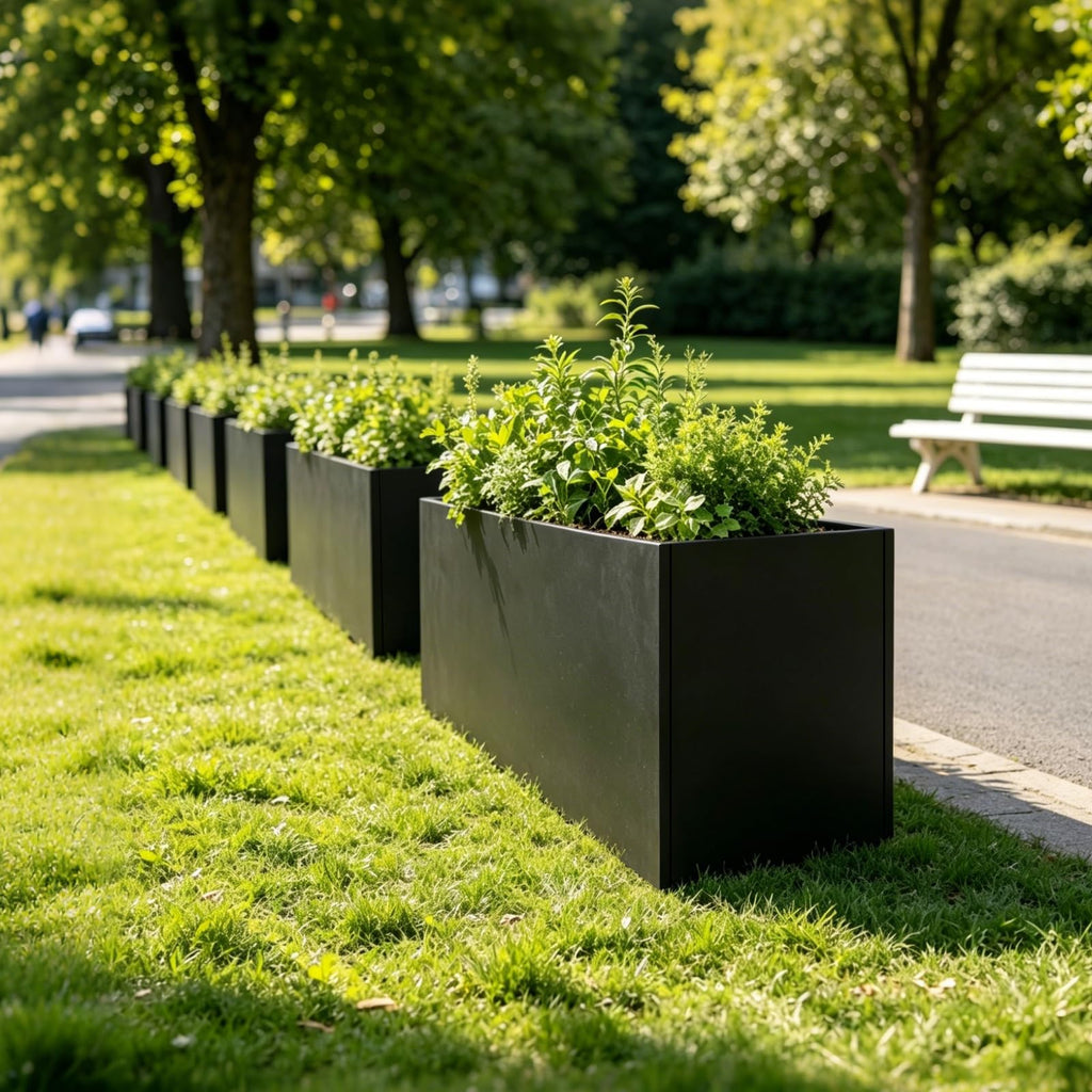 Rectangular Steel Planter 36" L x 12" W x 16" H Metal Rectangle Outdoor Planter Metal Heavy Planters Box Indoor &