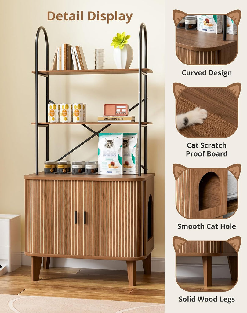 Cat Litter Box Enclosure Furniture, Hidden Litter Box Furniture Fit Most of Litter Boxes, Cat Washroom Cabinet and Pet