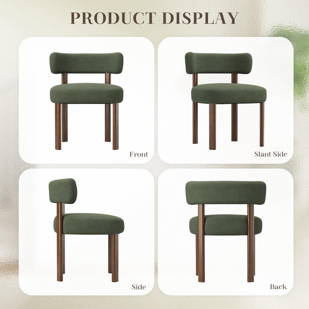 Wooden Dining Chairs Set of 4, Upholstered Kitchen Chairs with Solid Wood Legs, Mid Century Dining Room Chair with