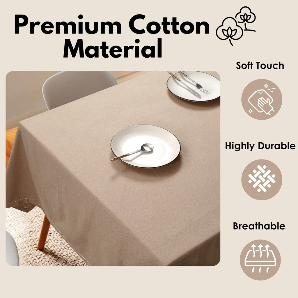 Tablecloth 100% Cotton 60 x 84 Inch Decorative Rectangle Washable Table Cloth Cover for Gifts, Home, Buffet, Wedding