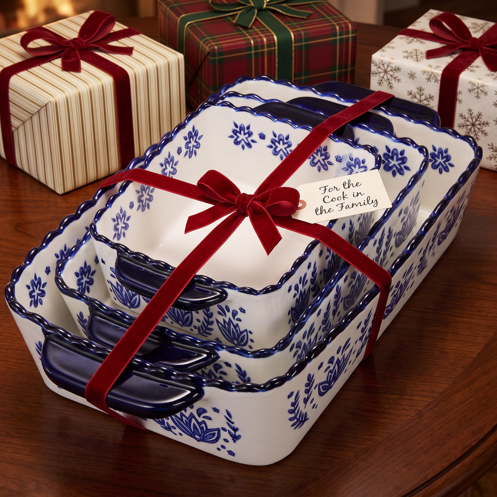 3 Pack Porcelain Bakeware Set, Rectangular Baking Dishes, Lasagna Pan for Cooking, Kitchen, Casserole Dishes, Cake