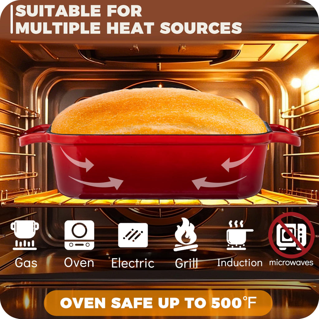 Cast Iron Loaf Pan with Lid, 9x5" Loaf Pans made Bread