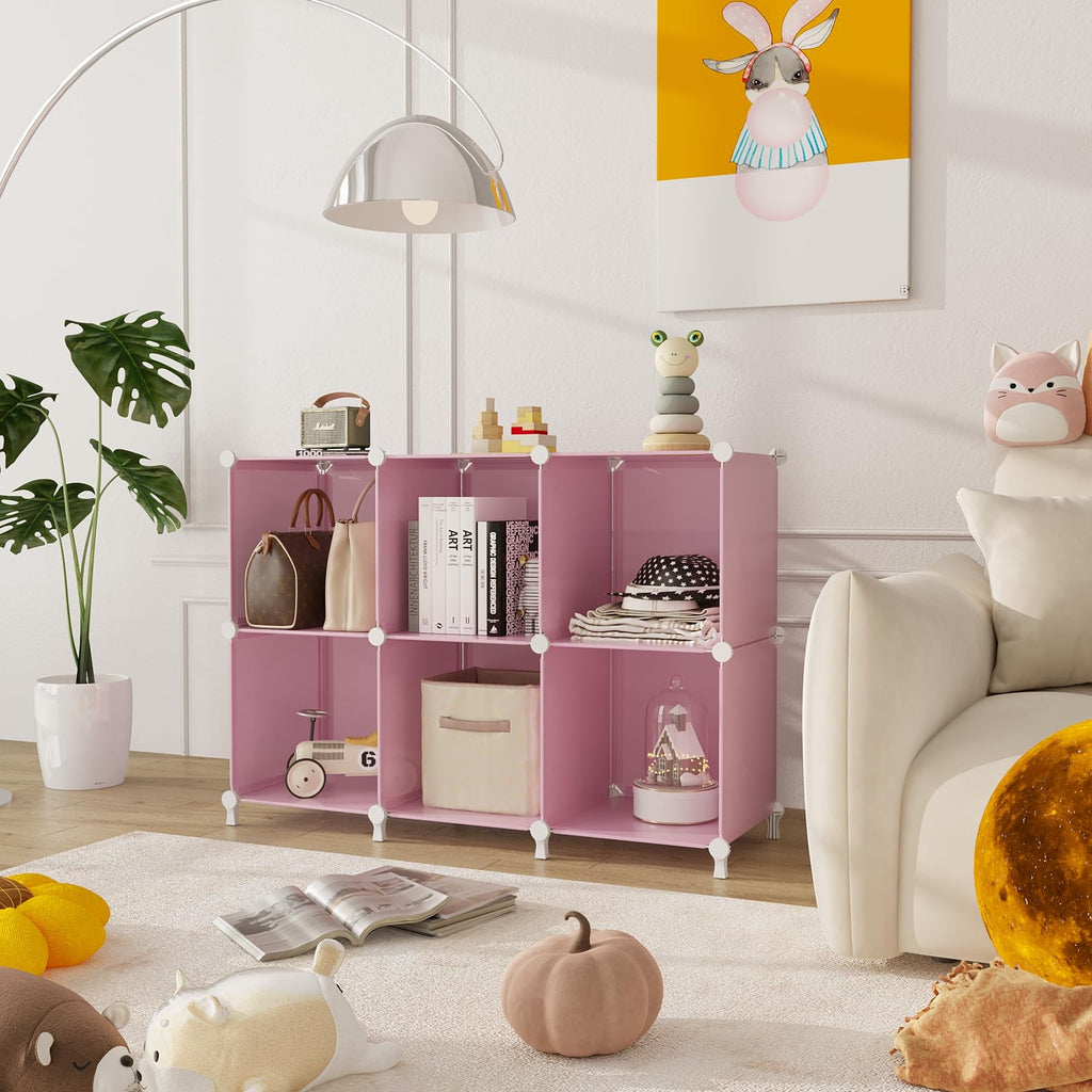 Cube Storage Organizer, Closet Organizers, 6 Cube Shelf, Pink