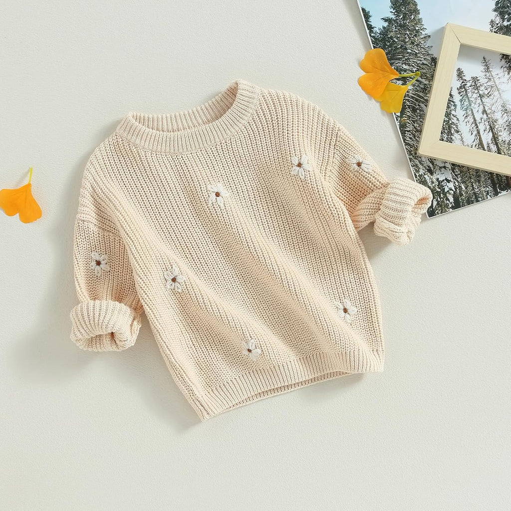 Baby Girl Winter Clothes Cute Flower Sweater Crewneck Pullover Long Sleeve Knit Newborn Infant Sweaters