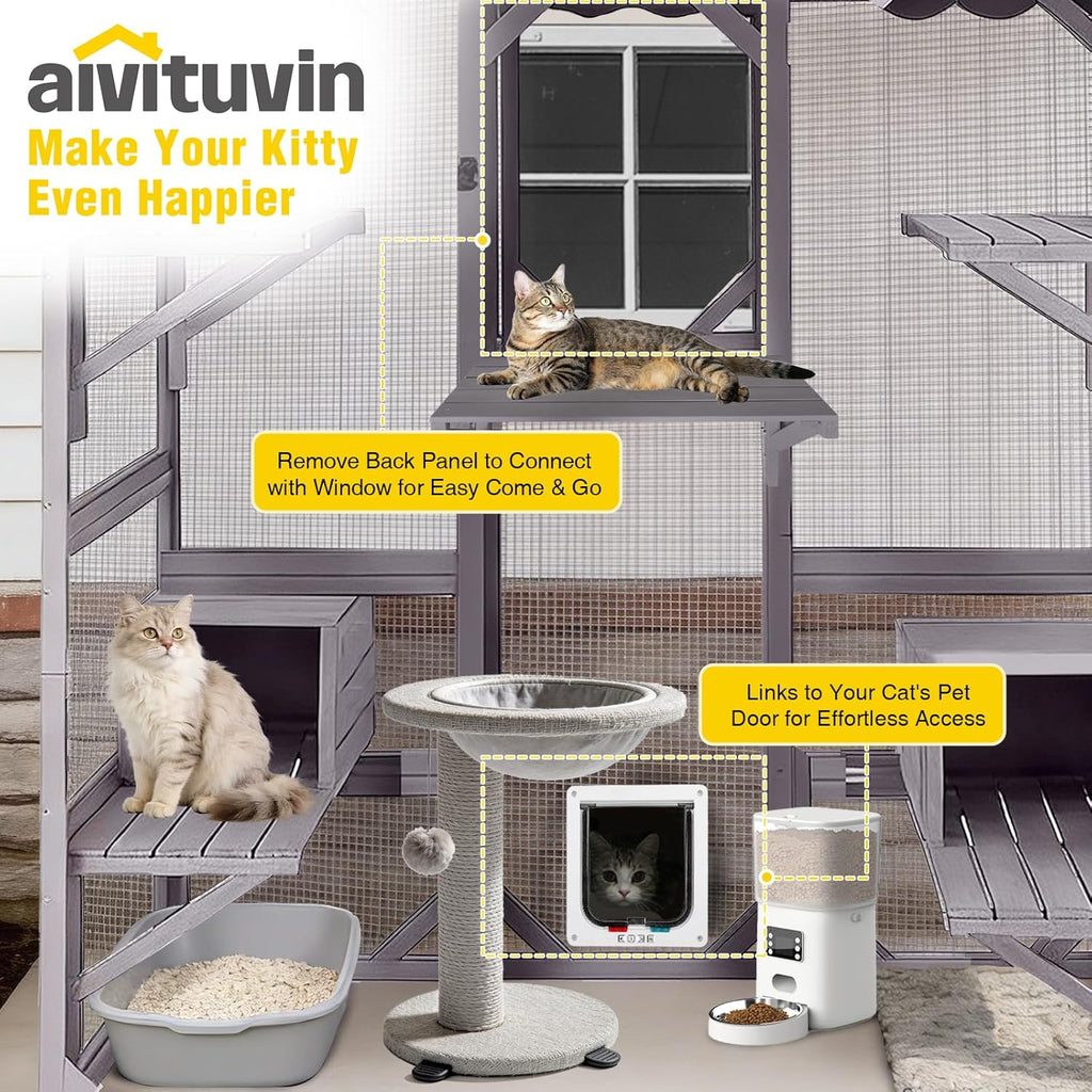 Window Catio Outdoor Cat Enclosure 5-Level Walk-in Cat House