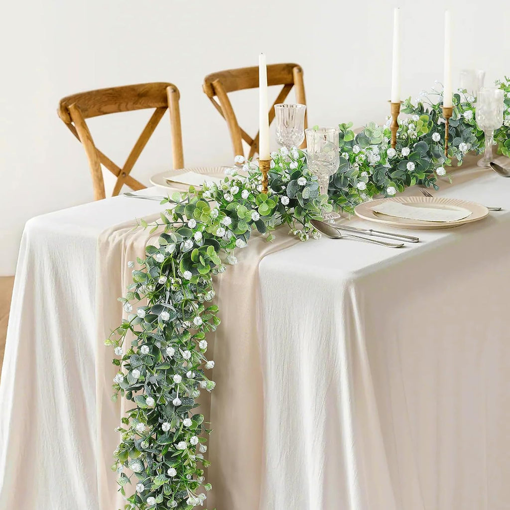 Fake Vines Eucalyptus Babys Breath Greenery Garland - Set of 4