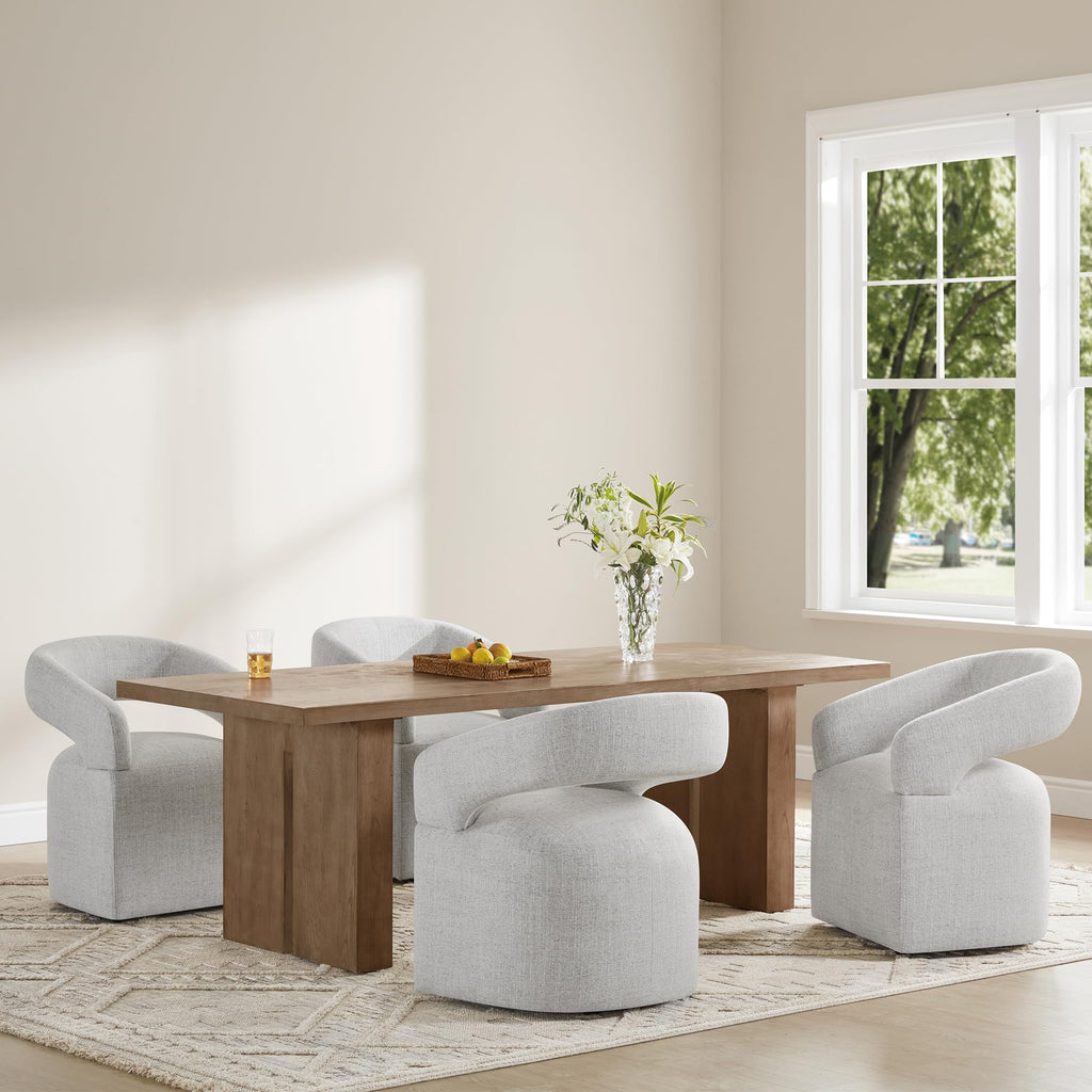 Upholstered Set of 2 with Casters, Light Gray