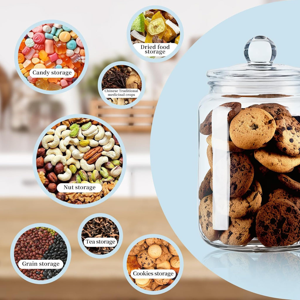 0.5 Gallon Candy Jar with Airtight Lid, Wide Mouth Cookie Jar