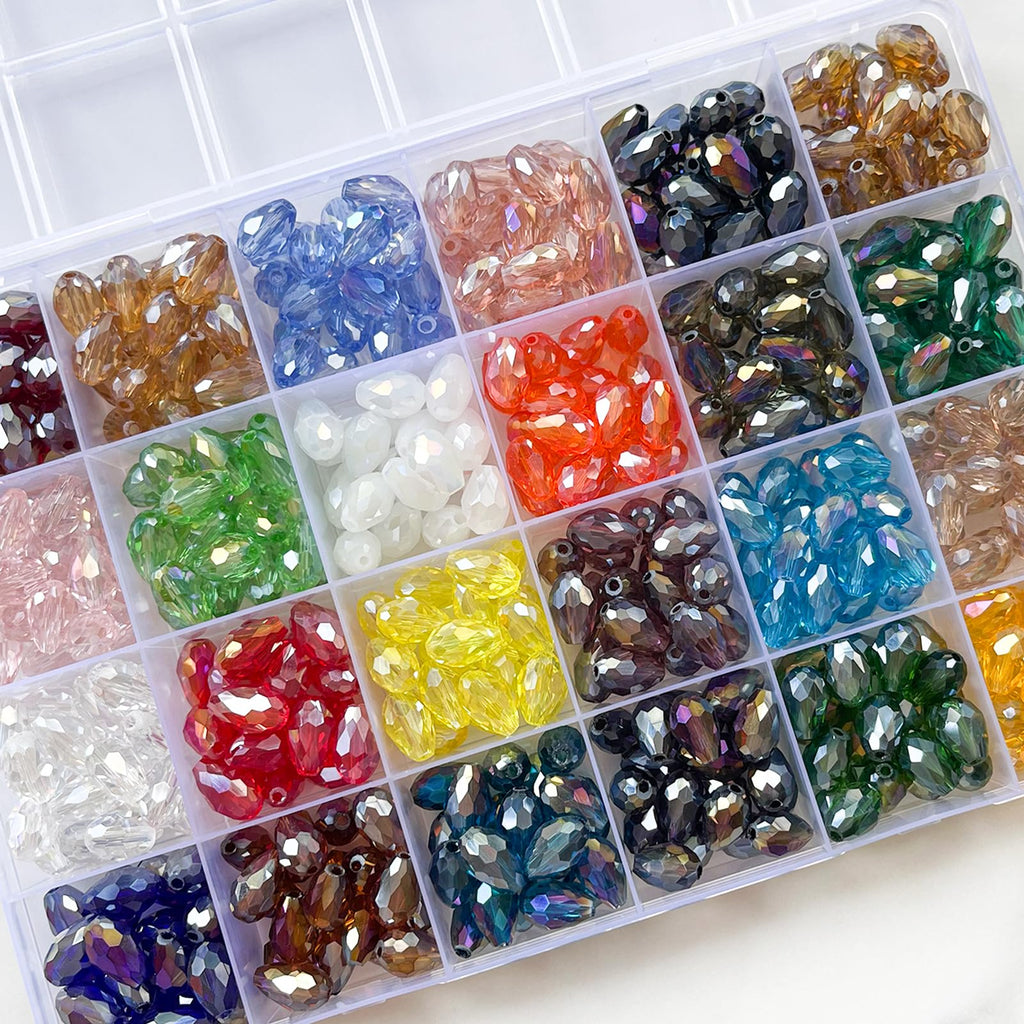 Teardrop Glass Beads for Suncatcher, 24 AB Colors