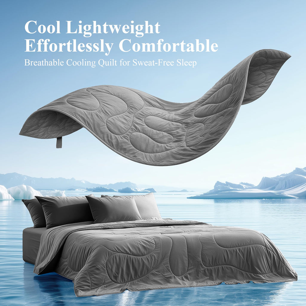 Cooling Comforter for Hot Sleepers, Twin 60x90 inches Grey