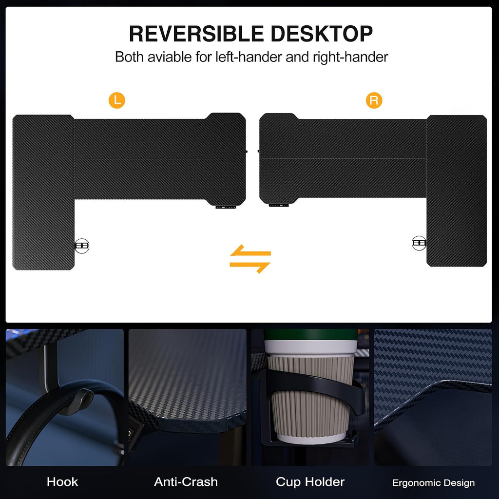 L Shaped Electric Standing Desk - 59x40 Inch Reversible Corner Sit Stand Desk with Hook&Cup Holder,Electric Height