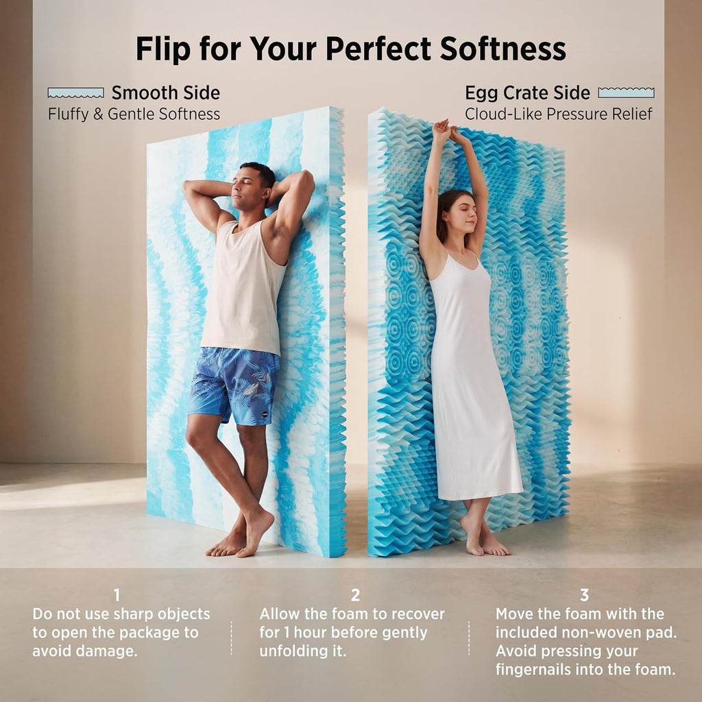 2-in-1 Mattress Topper, 5 Inch Memory Foam Mattress Topper Queen, 3 Inch Memory Foam + 2 Inch Viscose Made from