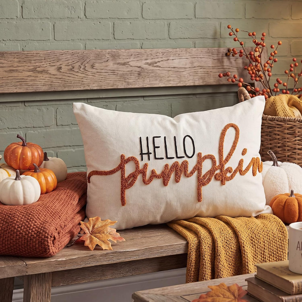 Fall Pumpkin Pillow Covers 12x20 Autumn Hello Pumpkin Lumbar Case