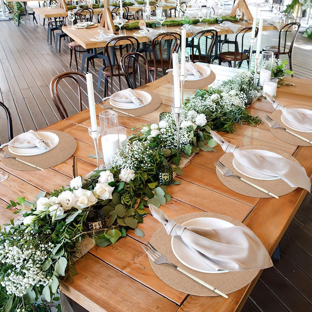 50 Pcs 11.8 Inch Burlap Round Placemats Bulk, Natural Table Mats