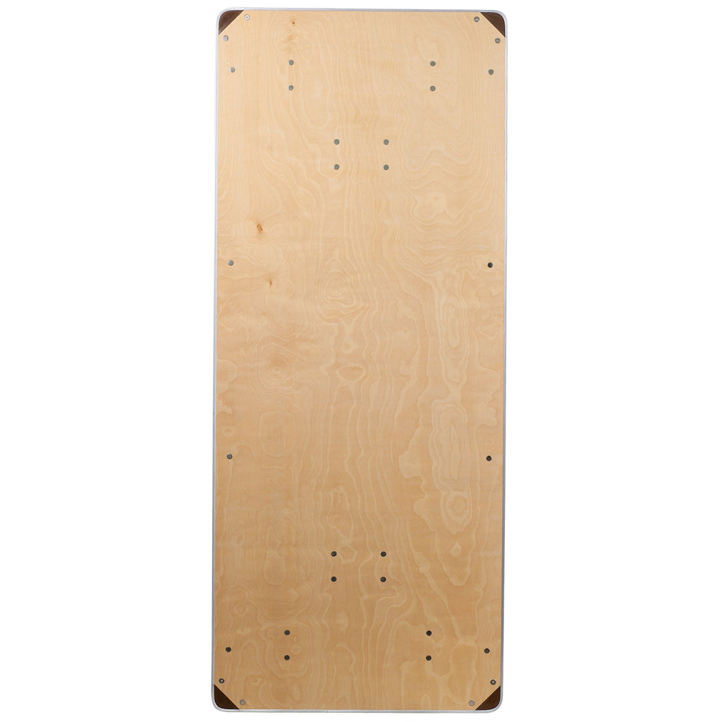 6 ft Birchwood Folding Banquet Table with Corner Guards, 72" x 30"