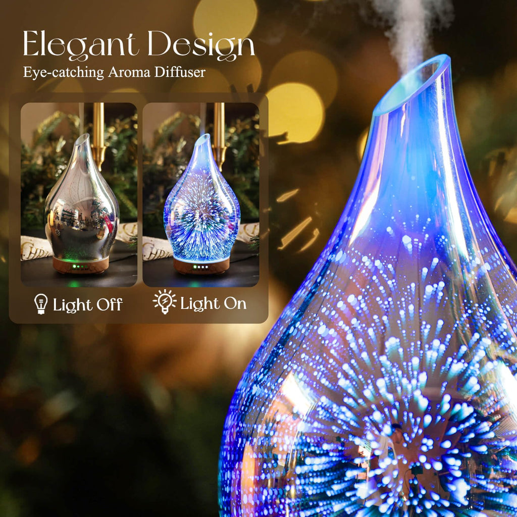 Essential Oil Diffuser 150ml Handmade Glass Diffuser 6H Runtime