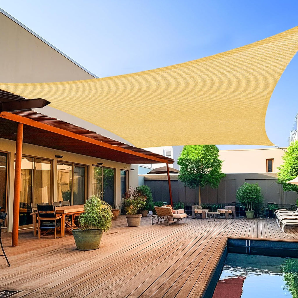 Shade Sail 14'X18' Rectangle Sand Breathable UV Block Outdoor Canopy for Backyard Patio Pergola Garden Deck(We Make