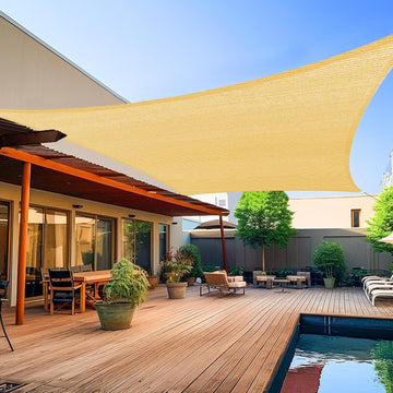Shade Sail 14'X18' Rectangle Sand Breathable UV Block Outdoor Canopy for Backyard Patio Pergola Garden Deck(We Make