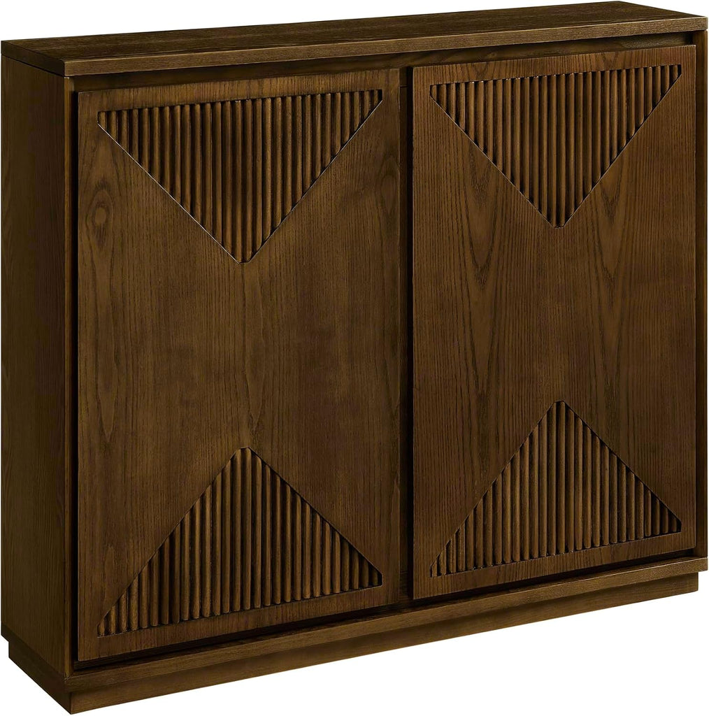39" Mid Century Modern Sideboard Cabinet, Buffet Cabinet w/Storage | Narrow Buffet Cabinet with 2 Outlet Holes