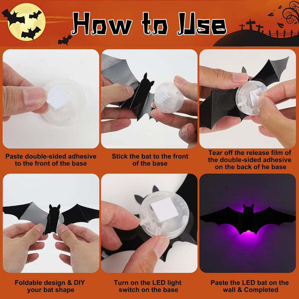 Halloween Bats Wall Decor Halloween Decorations Indoor - Set of 36