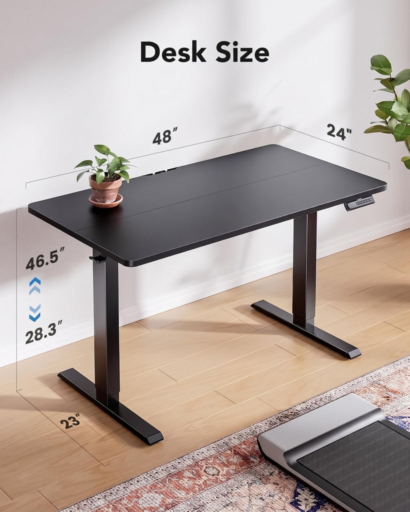 48x23 Inch Electric Standing Desk, Adjustable, Black