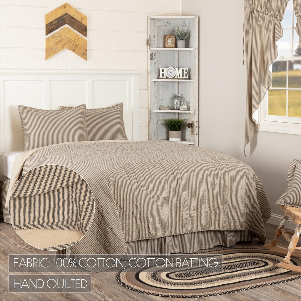 Sawyer Mill Ticking Stripe Quilt Set, Charcoal Gray