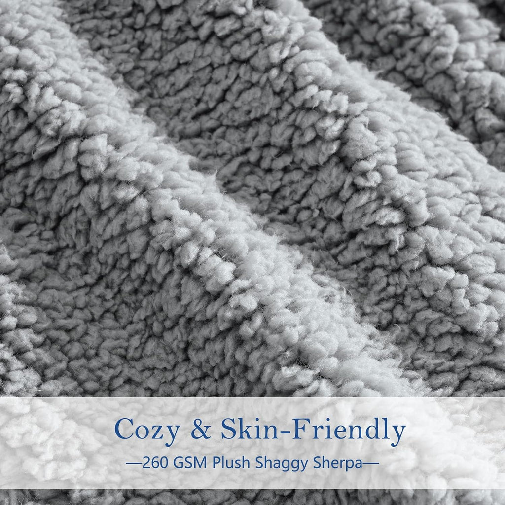 Soft Faux Fur and Sherpa Shaggy Throw Blanket,Reversible Warm Thick Fleece Fuzzy Shag Throws, Luxury Furry Plush