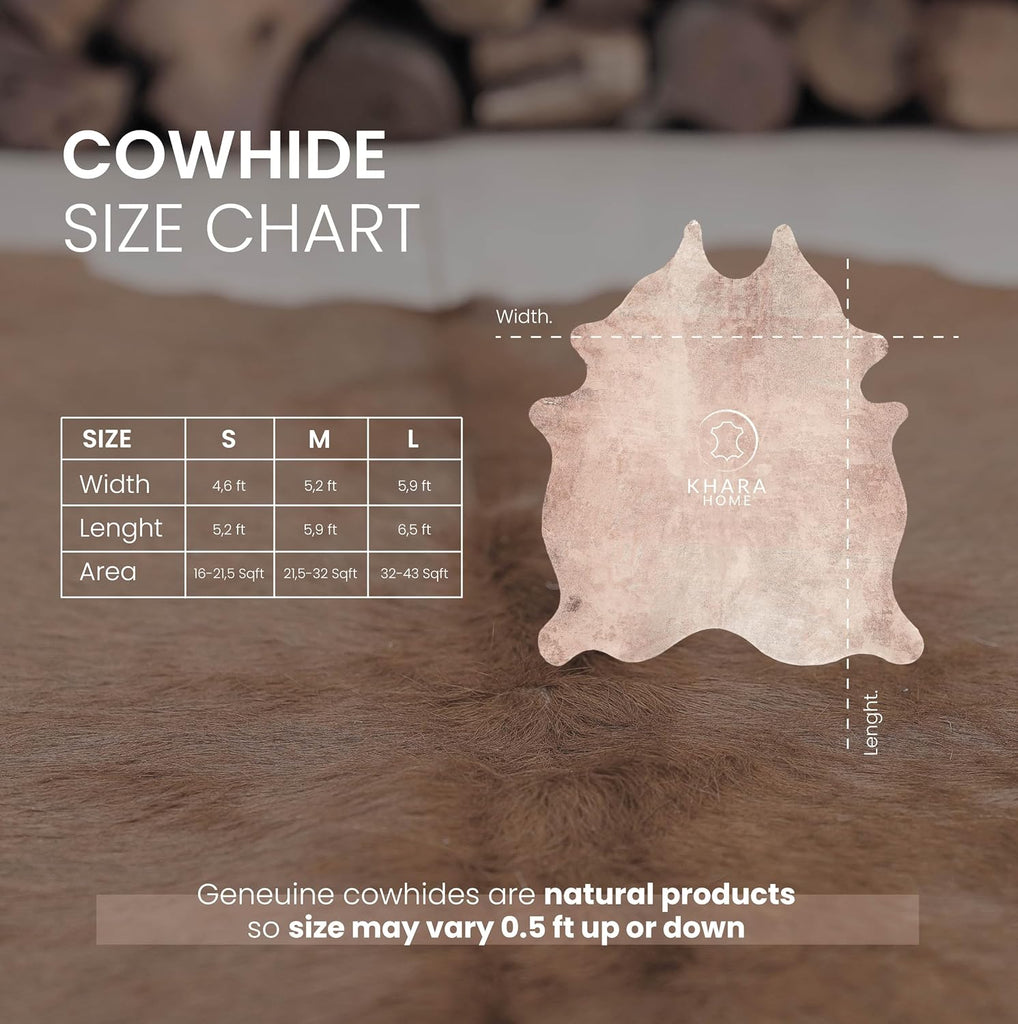 Premium 100% Genuine Cowhide Rug (5-7 Ft) Hand-Picked Light Brindle Leather Area Rug, Cozy, Unique, and Durable