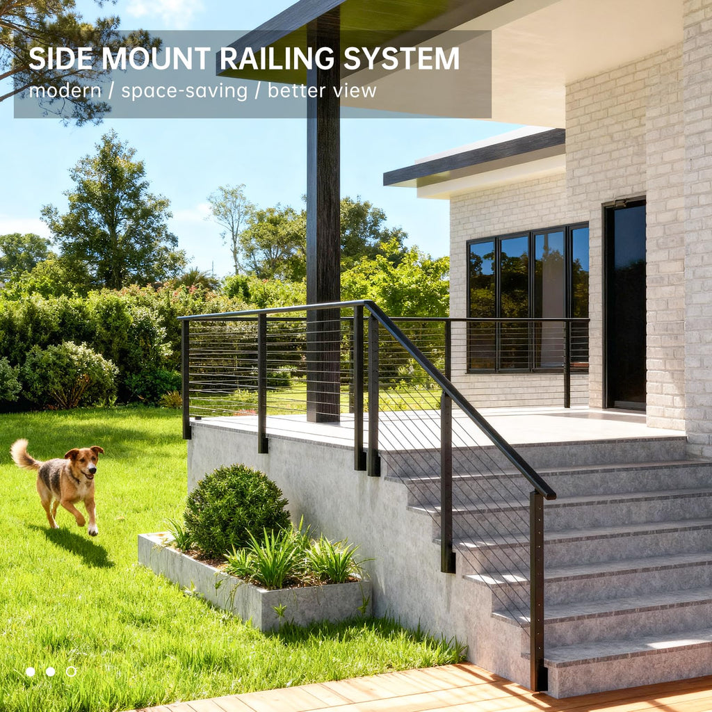 4-12FT Swageless Left Side Mount Stair Post Kit for 36"/42" Railing