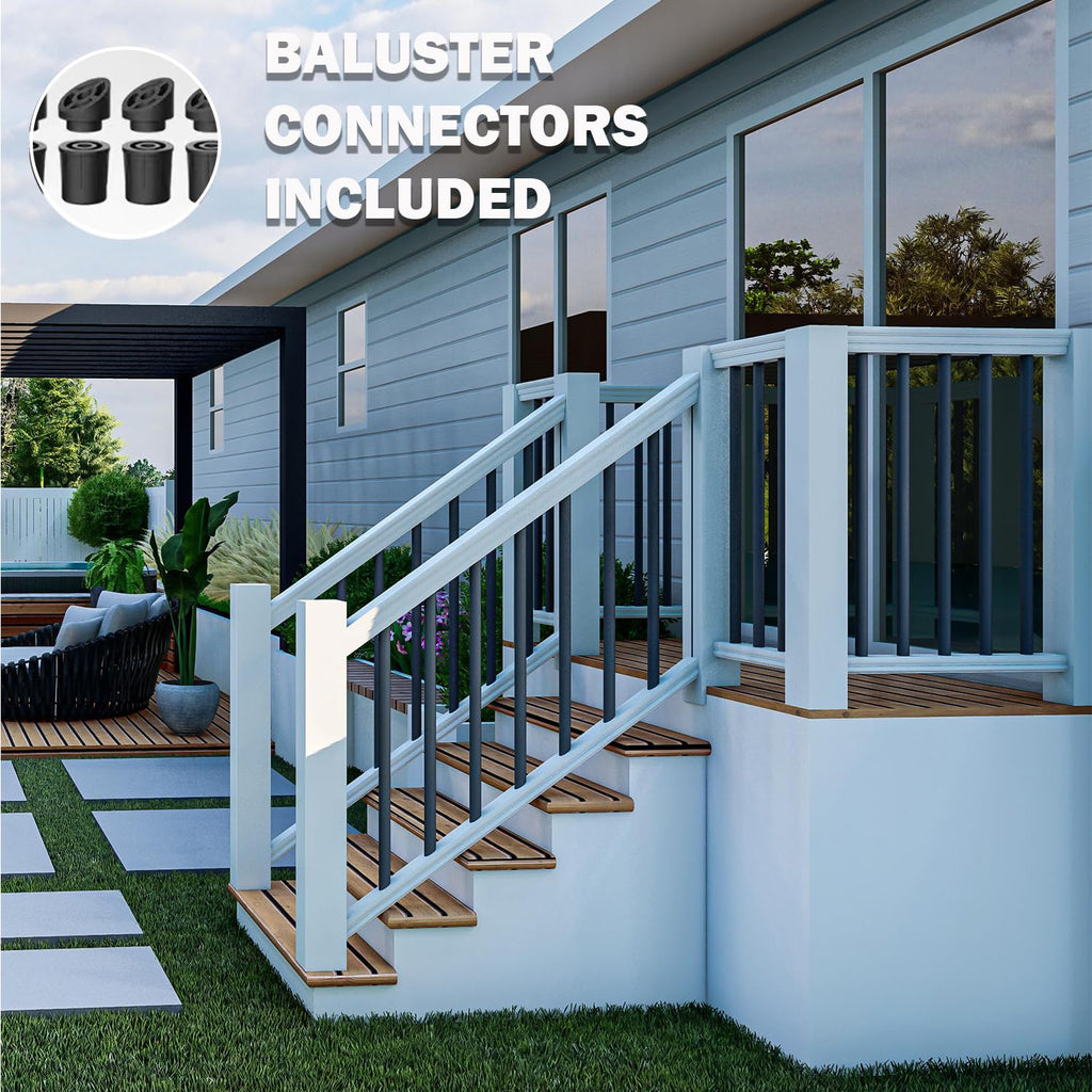 105 Pack 36" Aluminum Deck Balusters, 3/4" Round Railing Spindles with Connectors and Screw, Hollow Metal Balusters