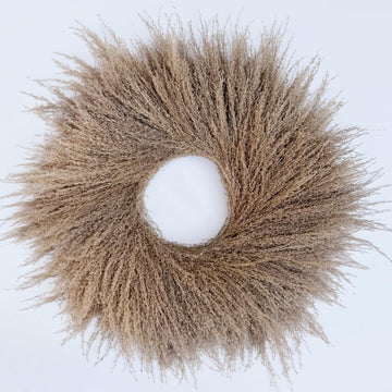 23'' Natural Pampas Grass Wreath for Indoor Decor, Handmade Dried Boho Wreath for Front Door or Wall, Rustic