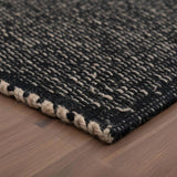 Black 2X3 Jute Rug Braided Construction - Farmhouse Woven Carpet - Mid-Century Modern Floor Covering