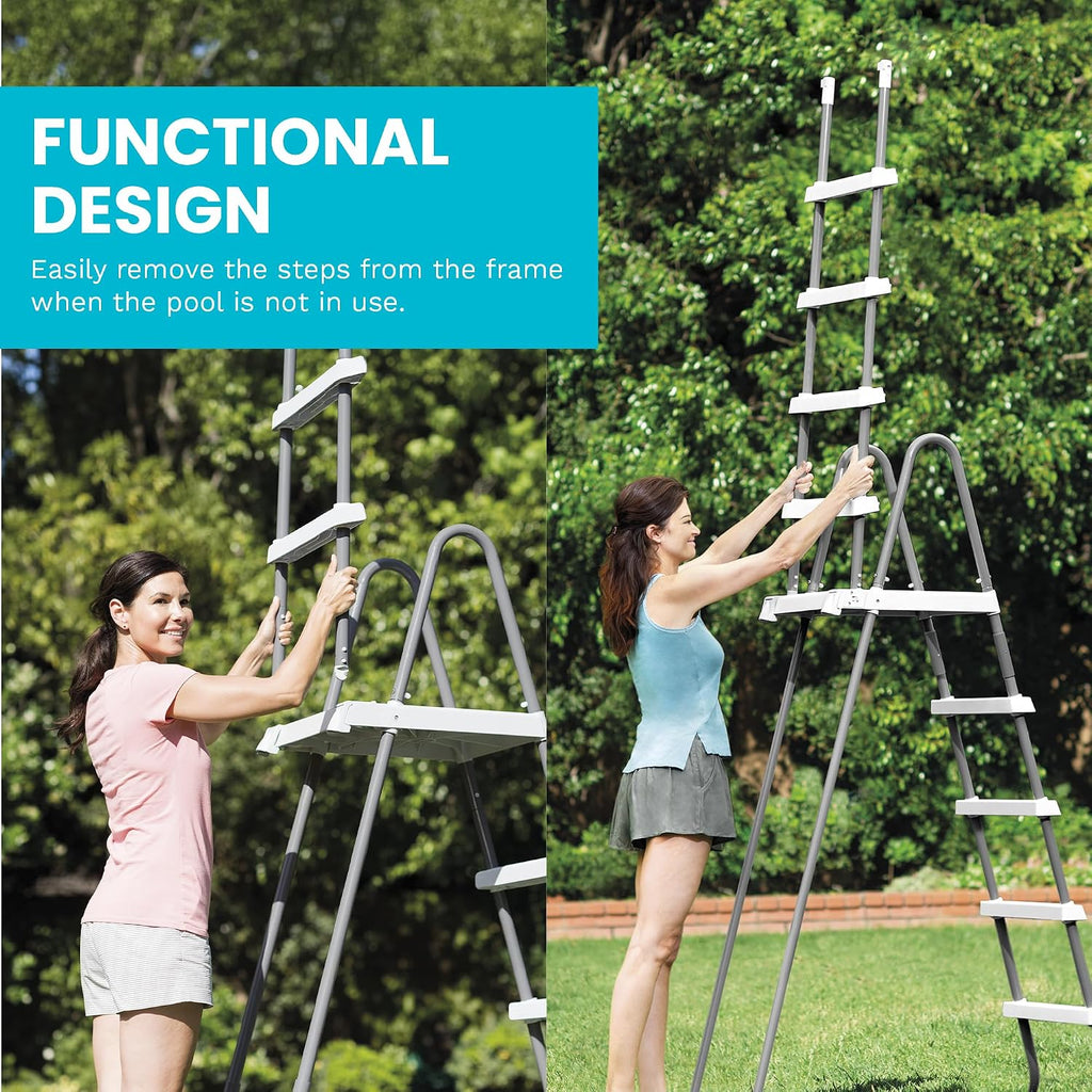 28077E Heavy Duty Deluxe Pool Ladder with Removable Steps for 52 Inch Depth Above Ground Pools