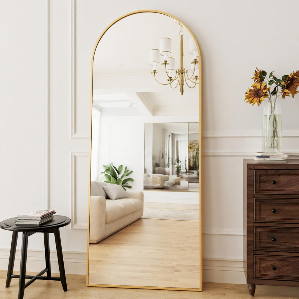 Full Length Mirror, 71"x26" Arched Standing Mirror Full Length (Gold)