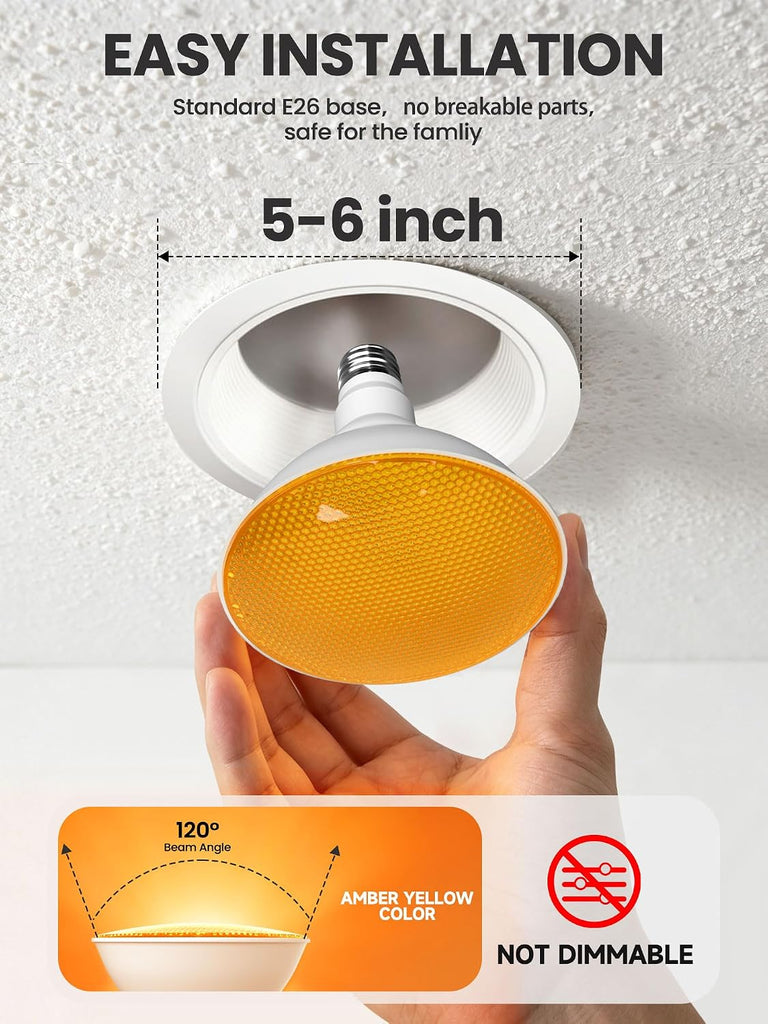 PAR38 LED Bug Lights for Outside, Amber Yellow 150W Equivalent
