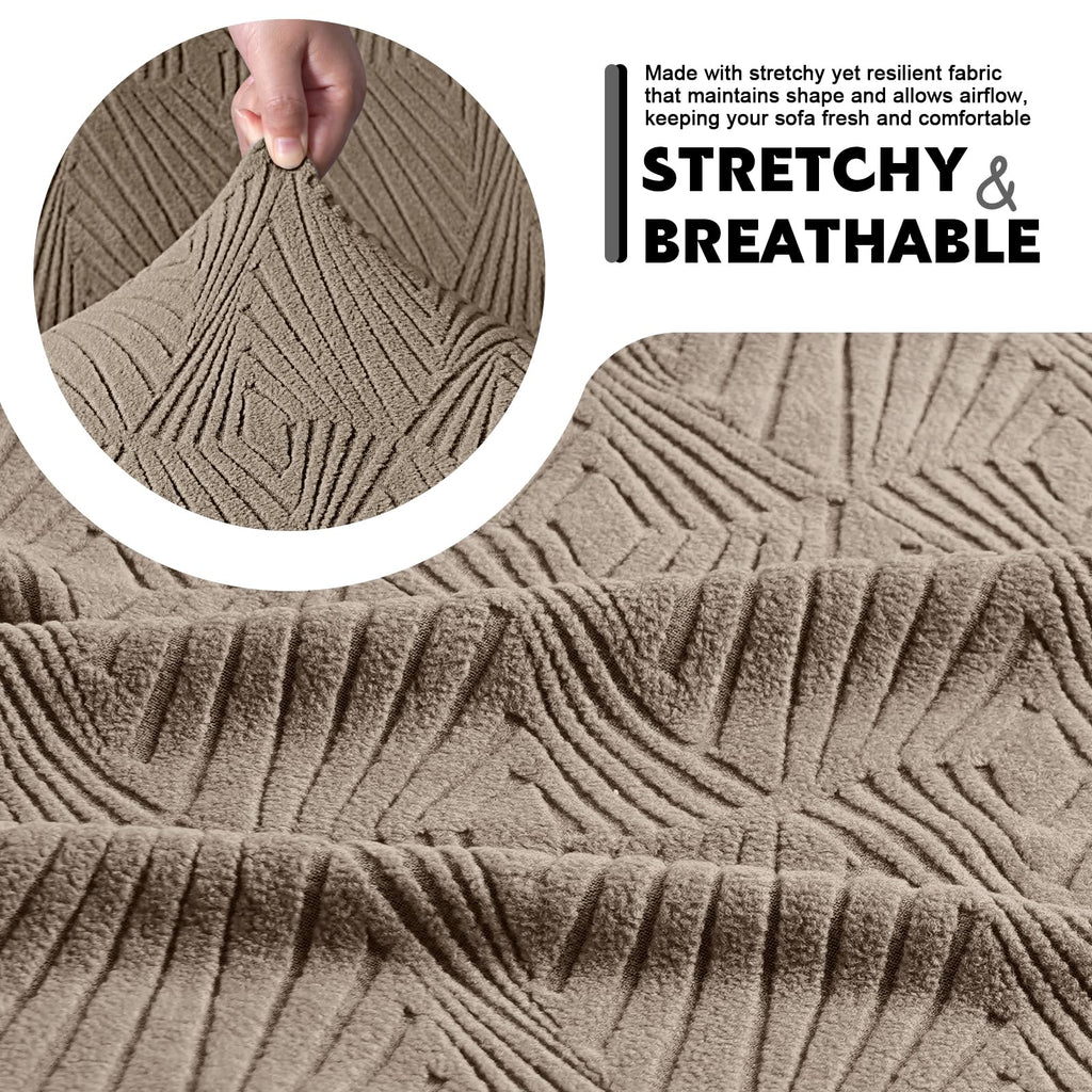 Stretch Couch Cushion Covers for Sectional Sofa, Khaki