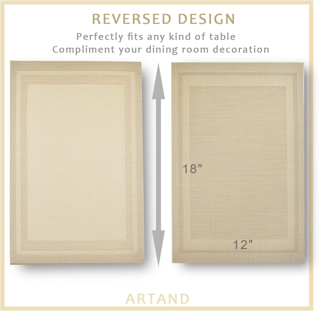 Placemats, Linen Look Woven, Heat Resistant, Washable Place Mats - Set of 6