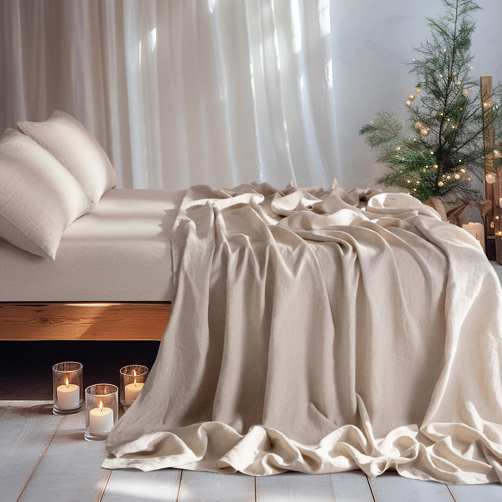 100% French Pure Linen Sheet Set 4Pcs, 16" Deep Pocket